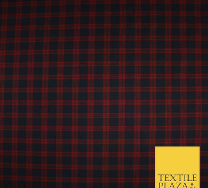 Angus Inspired Tartan Check Navy Red Poly Viscose Fabric 58" 10186