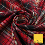 Campbell Dress Inspired Tartan Check Red Navy Poly Viscose Fabric 58" 10183