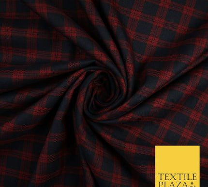 Angus Inspired Tartan Check Navy Red Poly Viscose Fabric 58" 10186