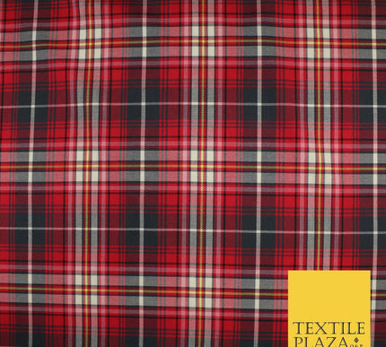 Campbell Dress Inspired Tartan Check Red Navy Poly Viscose Fabric 58" 10183