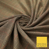 Beige with Black & Red Tartan Check Dogtooth Scottish Polyviscose Fabric 10188