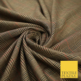 Beige with Black & Red Tartan Check Dogtooth Scottish Polyviscose Fabric 10188