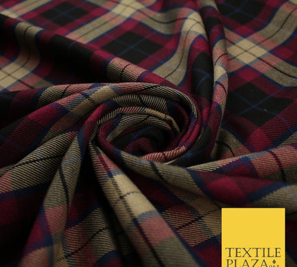 BLACK MAGENTA TARTAN CHECK Forbes Inspired Poly Viscose Fabric 58" Dress 10181