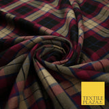 BLACK MAGENTA TARTAN CHECK Forbes Inspired Poly Viscose Fabric 58" Dress 10181