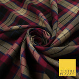 BLACK MAGENTA TARTAN CHECK Forbes Inspired Poly Viscose Fabric 58" Dress 10181