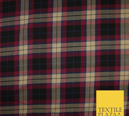 BLACK MAGENTA TARTAN CHECK Forbes Inspired Poly Viscose Fabric 58" Dress 10181