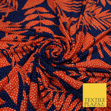 John Kaldor Blue Orange Large Tropical Leaves Dotted Jersey Fabric 58" 10169