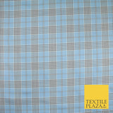 LIGHT BLUE WHITE TARTAN CHECK Irvine Inspired Poly Viscose Fabric 58" Dress10179