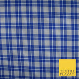 BLUE WHITE TARTAN CHECK Irvine Inspired Poly Viscose Fabric 58" Craft Dress10177
