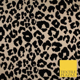 Beige Black Leopard Animal Print Flocked Stretch Jersey Fabric 56" 10113