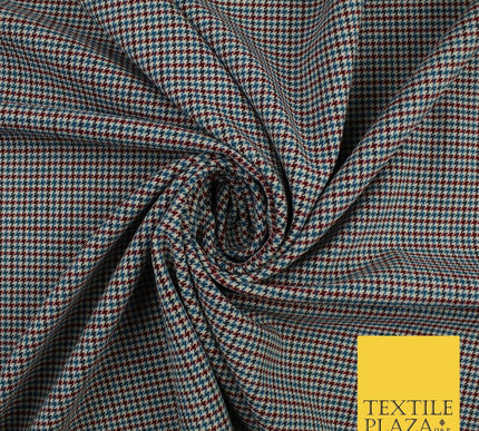 Dobby Cream with Black Tartan Check Dogtooth Plaid Polyviscose Fabric 56" 10023