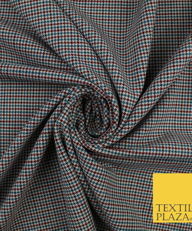Dobby Cream with Black Tartan Check Dogtooth Plaid Polyviscose Fabric 56" 10023