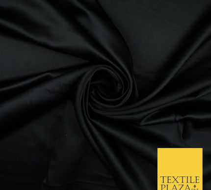 Black Fine Matt Plain Stretch Satin Fabric Material Dress Bridal 58"