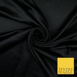 Black Fine Matt Plain Stretch Satin Fabric Material Dress Bridal 58"