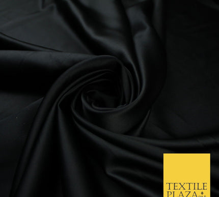 Black Fine Matt Plain Stretch Satin Fabric Material Dress Bridal 58"