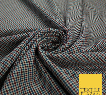 Dobby Cream with Black Tartan Check Dogtooth Plaid Polyviscose Fabric 56" 10023