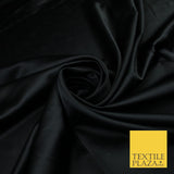 Black Fine Matt Plain Stretch Satin Fabric Material Dress Bridal 58"