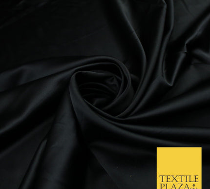 Black Fine Matt Plain Stretch Satin Fabric Material Dress Bridal 58"