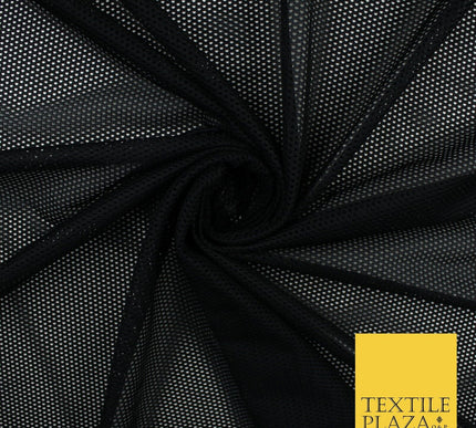 BLACK Airtex Fish Net Mesh Sports Stretch Polyester Dress Fabric 62"