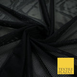 BLACK Airtex Fish Net Mesh Sports Stretch Polyester Dress Fabric 62"