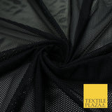 BLACK Airtex Fish Net Mesh Sports Stretch Polyester Dress Fabric 62"