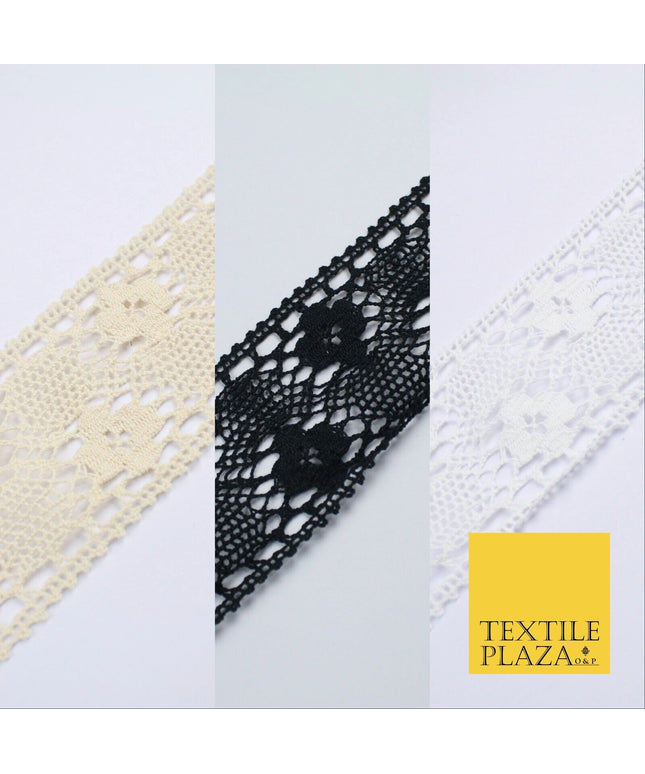 3 COLOURS Cotton Crotchet Trimming Border Ribbon Gota Sewing Cake 27mm WIDE