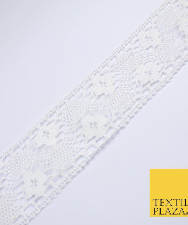 3 COLOURS Cotton Crotchet Trimming Border Ribbon Gota Sewing Cake 27mm WIDE