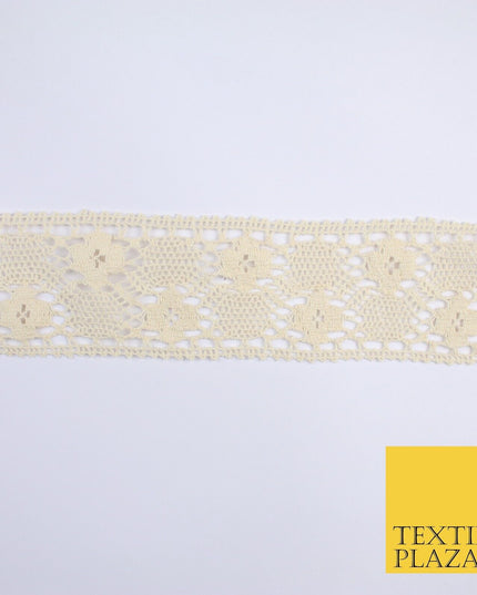 3 COLOURS Cotton Crotchet Trimming Border Ribbon Gota Sewing Cake 27mm WIDE