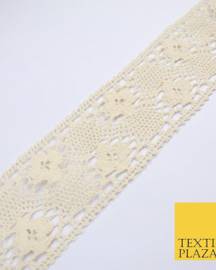 3 COLOURS Cotton Crotchet Trimming Border Ribbon Gota Sewing Cake 27mm WIDE