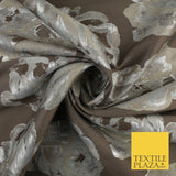 Slate Grey & Silver Metallic Floral Textured Brocade Jacquard Fabric 58" 10254