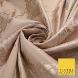 Dull Peach & Metallic Gold Floral Textured Brocade Jacquard Fabric 58" 10262