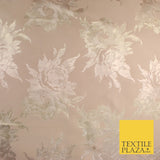 Dull Peach & Metallic Gold Floral Textured Brocade Jacquard Fabric 58" 10262