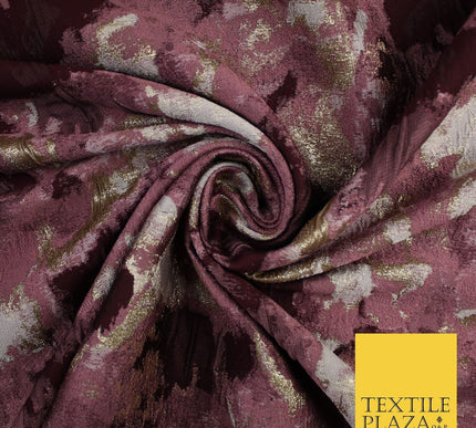Mauve with Maroon & Gold Metallic Textured Brocade Jacquard Fabric 58" 10253