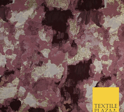 Mauve with Maroon & Gold Metallic Textured Brocade Jacquard Fabric 58" 10253