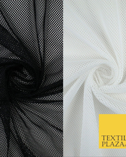 2 COLOURS Stiff Airtex Fish Net Mesh Sports Stretch Polyester Dress Material 62"