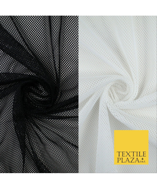 2 COLOURS Stiff Airtex Fish Net Mesh Sports Stretch Polyester Dress Material 62"