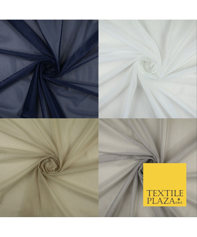 4 COLOURS - Fine Airtex Fish Net Mesh Sports Stretch Polyester Dress Fabric 62"