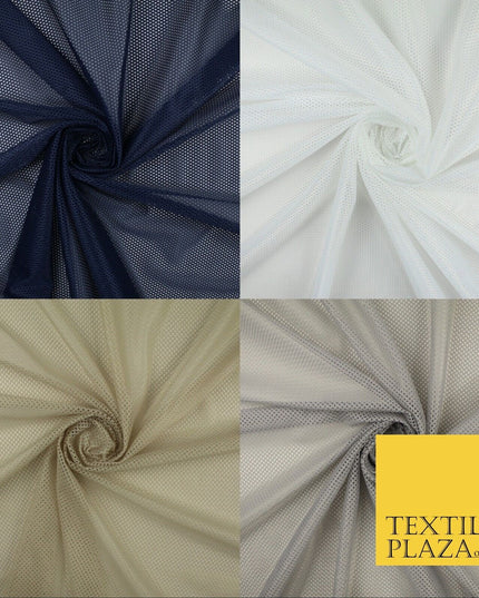 4 COLOURS - Fine Airtex Fish Net Mesh Sports Stretch Polyester Dress Fabric 62"