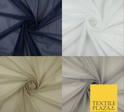 4 COLOURS - Fine Airtex Fish Net Mesh Sports Stretch Polyester Dress Fabric 62"