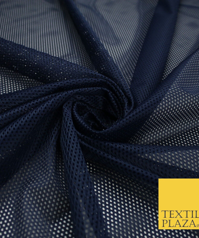 4 COLOURS - Fine Airtex Fish Net Mesh Sports Stretch Polyester Dress Fabric 62"