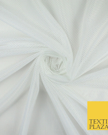 4 COLOURS - Fine Airtex Fish Net Mesh Sports Stretch Polyester Dress Fabric 62"