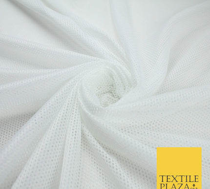 4 COLOURS - Fine Airtex Fish Net Mesh Sports Stretch Polyester Dress Fabric 62"