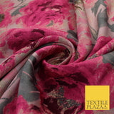 Pink & Grey Floral Textured Brocade Jacquard Dress Craft Decor Fabric 58" 10259