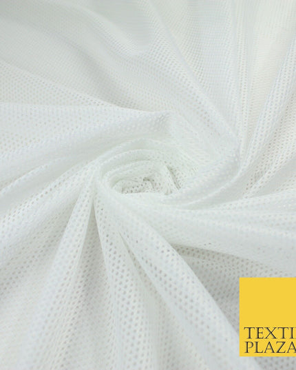 4 COLOURS - Fine Airtex Fish Net Mesh Sports Stretch Polyester Dress Fabric 62"