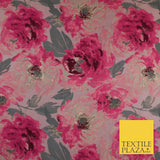 Pink & Grey Floral Textured Brocade Jacquard Dress Craft Decor Fabric 58" 10259