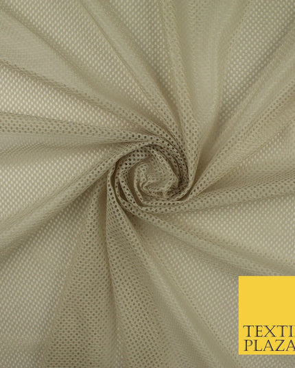4 COLOURS - Fine Airtex Fish Net Mesh Sports Stretch Polyester Dress Fabric 62"