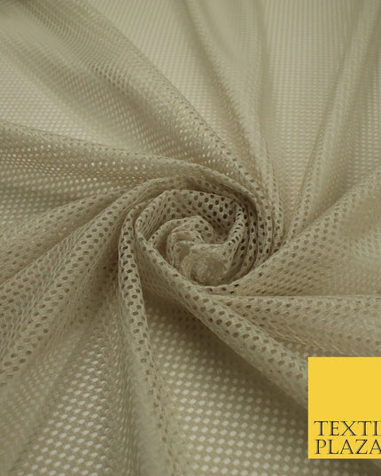 4 COLOURS - Fine Airtex Fish Net Mesh Sports Stretch Polyester Dress Fabric 62"