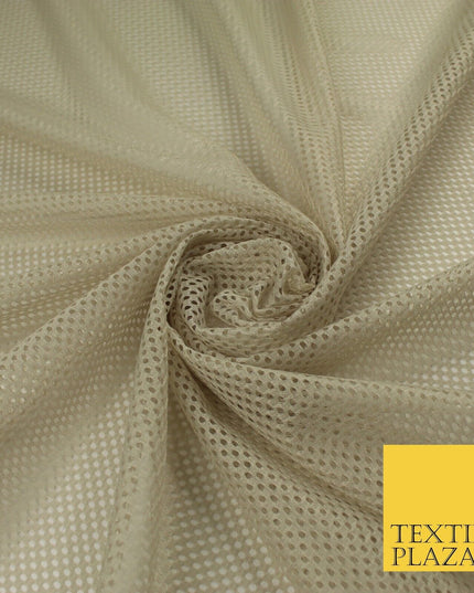 4 COLOURS - Fine Airtex Fish Net Mesh Sports Stretch Polyester Dress Fabric 62"
