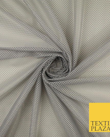 4 COLOURS - Fine Airtex Fish Net Mesh Sports Stretch Polyester Dress Fabric 62"