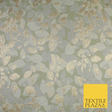 Sage Green Base with Grey & Metallic Gold Leaf Brocade Jacquard Fabric 58" 10248